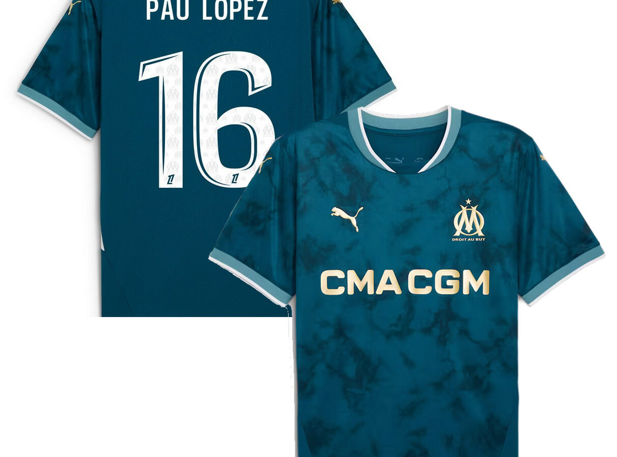 MAILLOT OLYMPIQUE DE MARSEILLE EXTERIEUR PAU LOPEZ SAISON 2024-2025