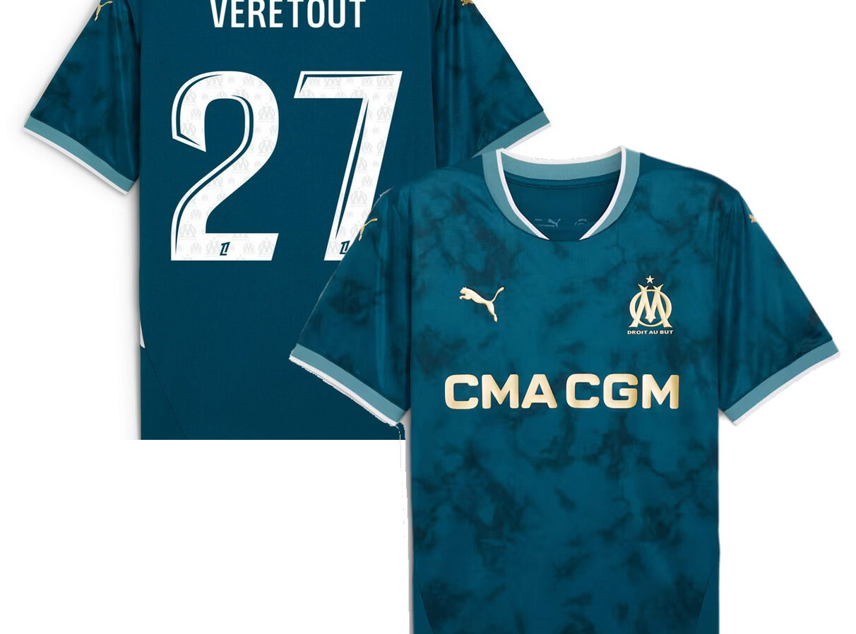 MAILLOT OLYMPIQUE DE MARSEILLE EXTERIEUR VERETOUT SAISON 2024-2025