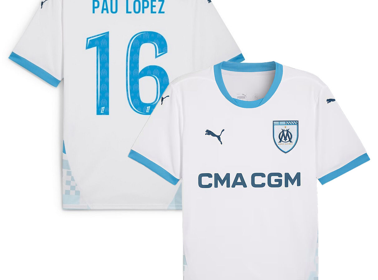 MAILLOT OLYMPIQUE DE MARSEILLE DOMICILE PAU LOPEZ SAISON 2024-2025