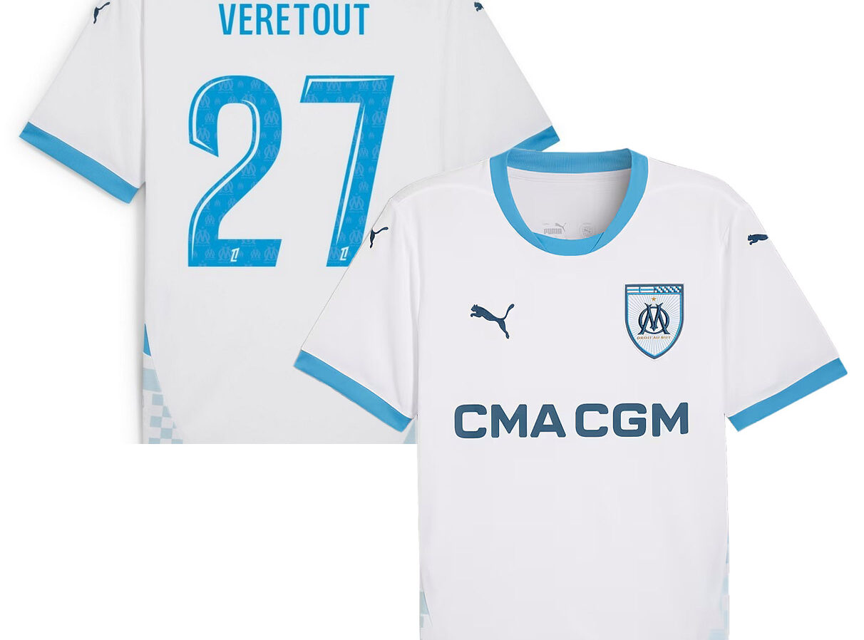 MAILLOT OLYMPIQUE DE MARSEILLE DOMICILE VERETOUT SAISON 2024-2025